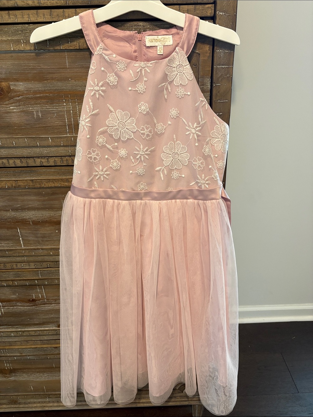 Kensie Girl Pink Floral Embroidered Tulle Dress